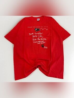 Vintage Wizard of Oz T-Shirt Dear Dorothy Oz Tee Size XL Red Rare Book Movie